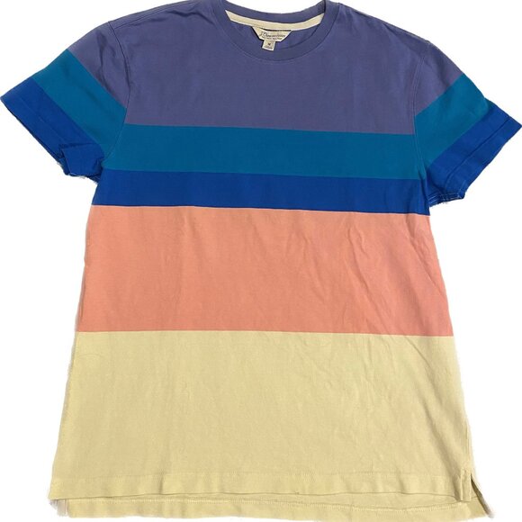 J Crew Knit Goods Rugby Mens Crewneck T-Shirt Multistripe Size M - Picture 1 of 15